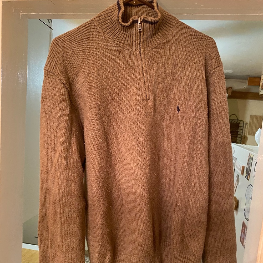 Men’s polo Ralph Lauren olive quarter zip sweater